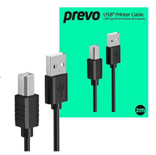 USB Printer Cable, USB Type-B for Printers & Scanners, 2M - Prevo