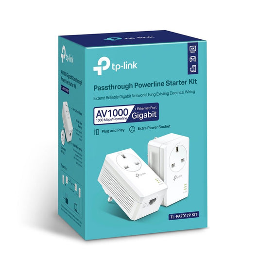 Passthrough Powerline Starter Kit, Extend Reliable Gigabit Network Using Existing Electrical Wiring - TP-Link